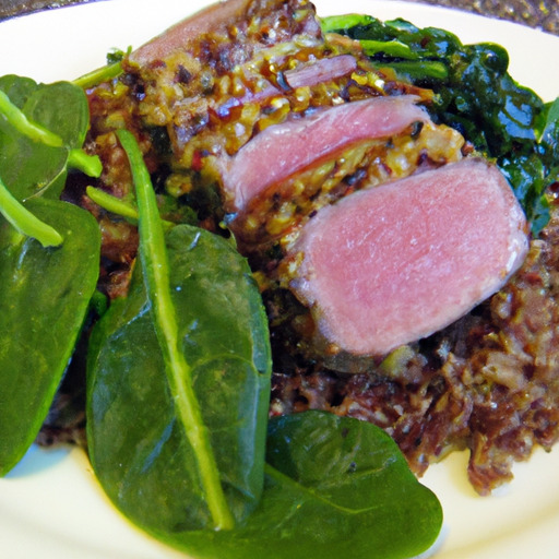 Pork Tenderloin with Quinoa and Spinach Salad