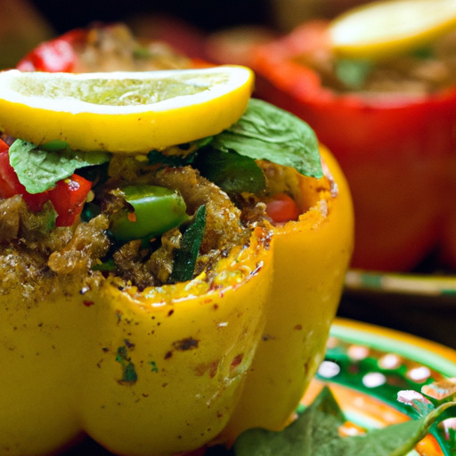 Lemon-Lamb Quinoa Stuffed Bell Peppers