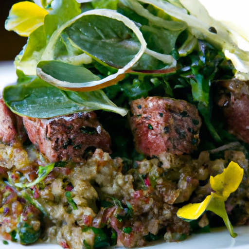 Seared Beef Protein Squares with Power Greens