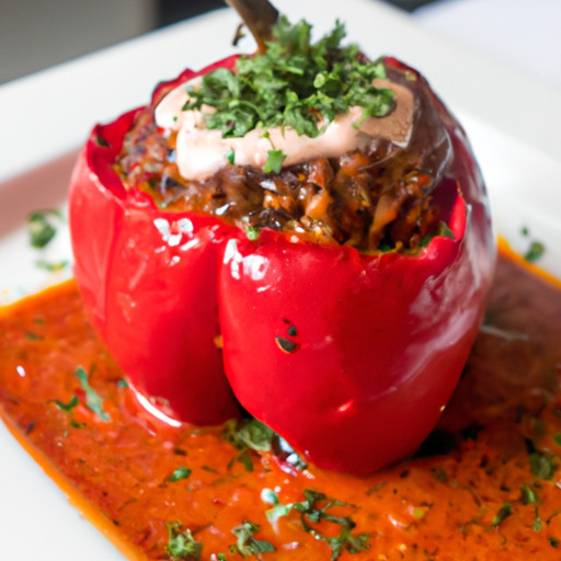 Curried Beef & Quinoa Stuffed Red Peppers