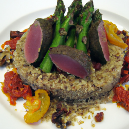 Pistachio Crusted Lamb Loin with Quinoa and Grilled Veggies