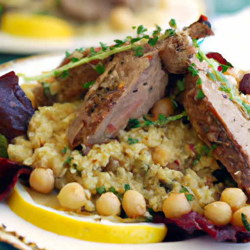 Oven Roasted Lamb with Quinoa Chickpea Salad