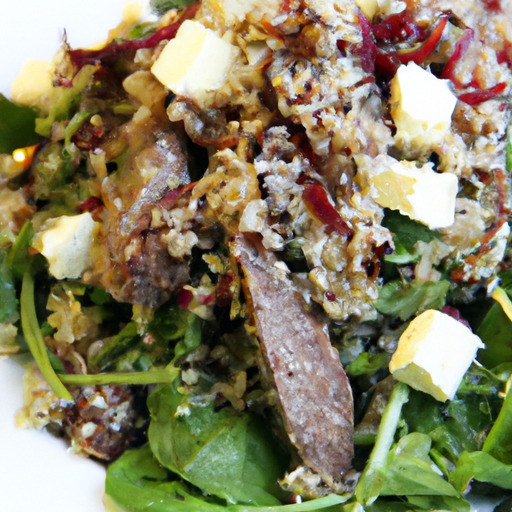 Roasted Lamb Over Quinoa and Arugula Salad