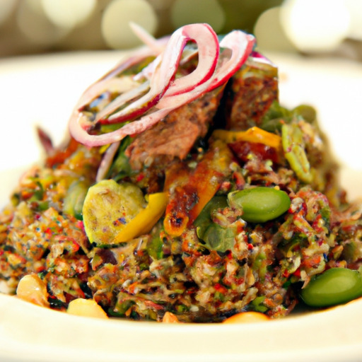 Spiced Lamb with Quinoa Pistachio Salad